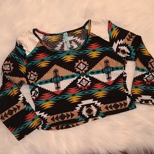Tribal print crop top *NWOT*
